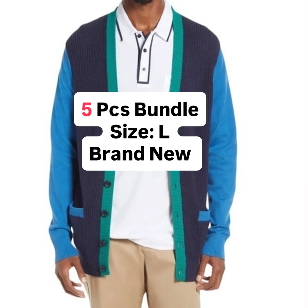 BP. 5 PCs Bundle Men's Colorblock Varsity Cardigan